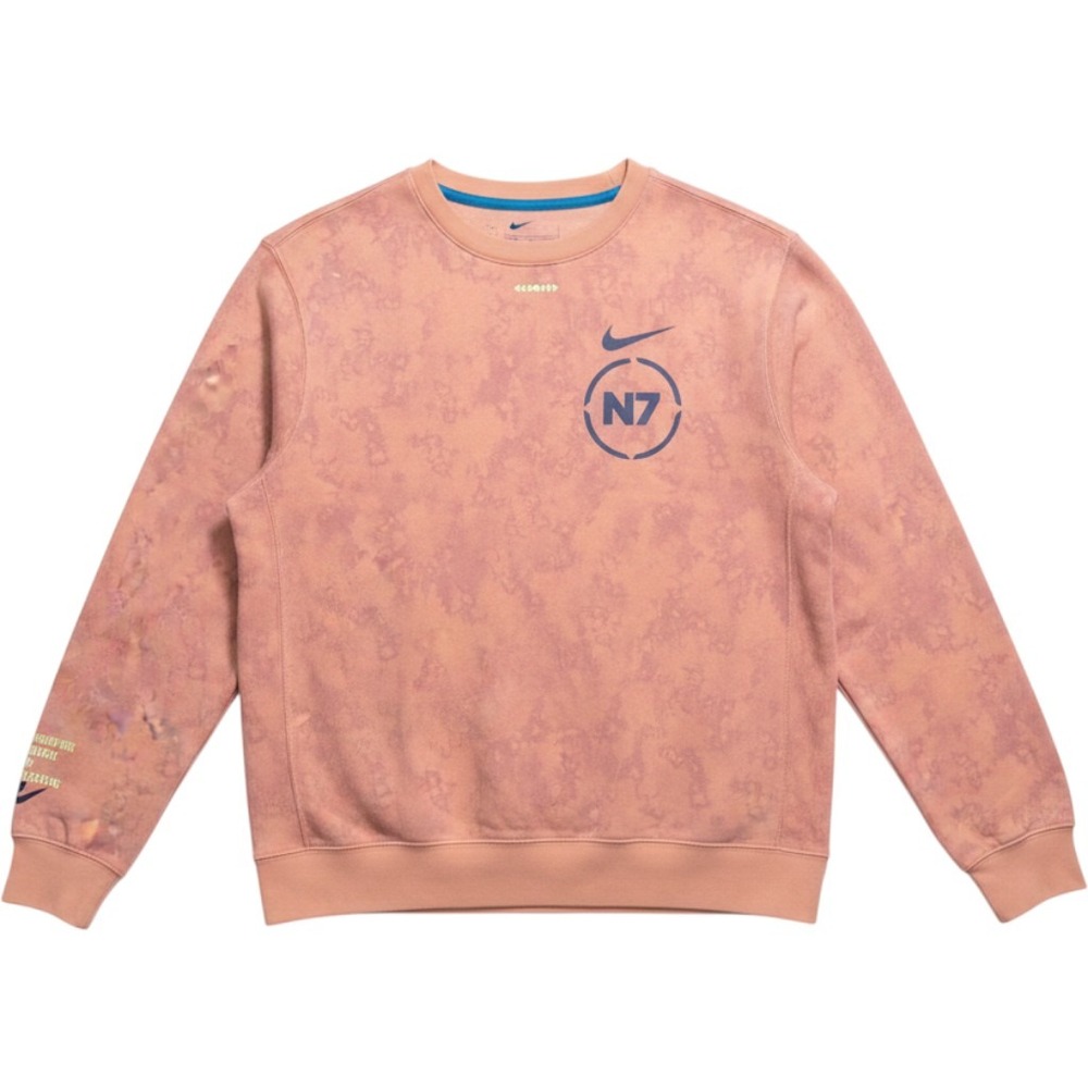 Nike N7 Sweatshirt Women Small Peach GUC Acid Tie Dye Wash Graphic DV5115-693